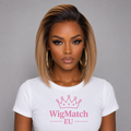 Front view of a 13x4 highlight straight bob human hair wig with a natural lace hairline and silky straight bob style.