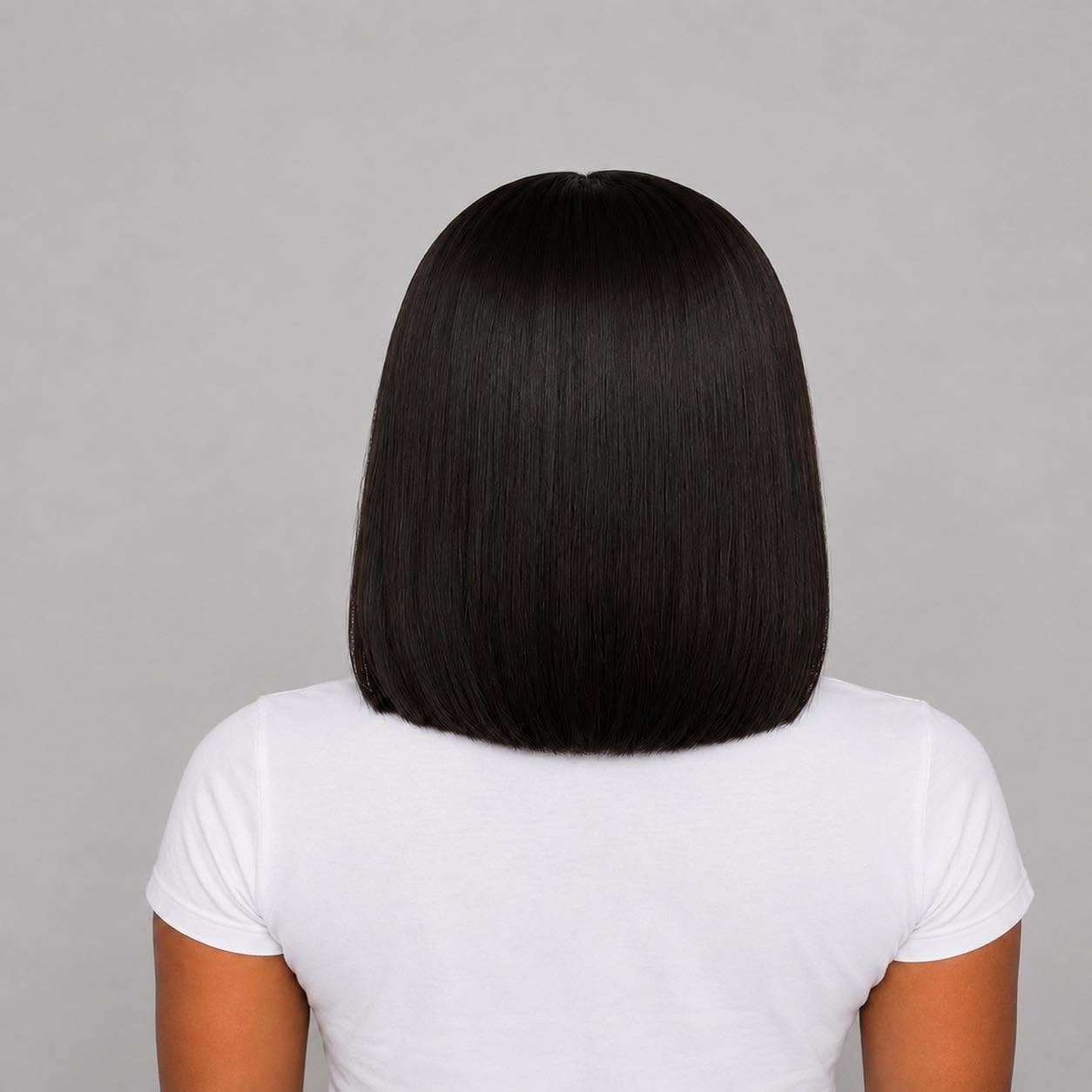 Back view of a silky straight 13x4 Lace Front Bob Human Hair Wig by WigMatch showcasing smooth density and even cut with EU online delivery.