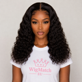 Woman showcasing the Water Wave Bob Lace Front Human Hair Wig in a front view, featuring a natural hairline, soft water wave texture, and realistic finish | WigMatch EU