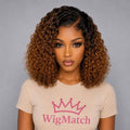 WigMatch 13x4 Deep Wave Honey Blonde Ombre Bob Human Hair Wig front view with natural hairline. Premium lace front wig available with fast and free shipping across the European Union.