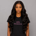 WigMatch Body Wave Lace Front Human Hair Wig for Black Women, front view showcasing natural hairline, soft body wave texture, black color, premium human hair with free EU shipping.
