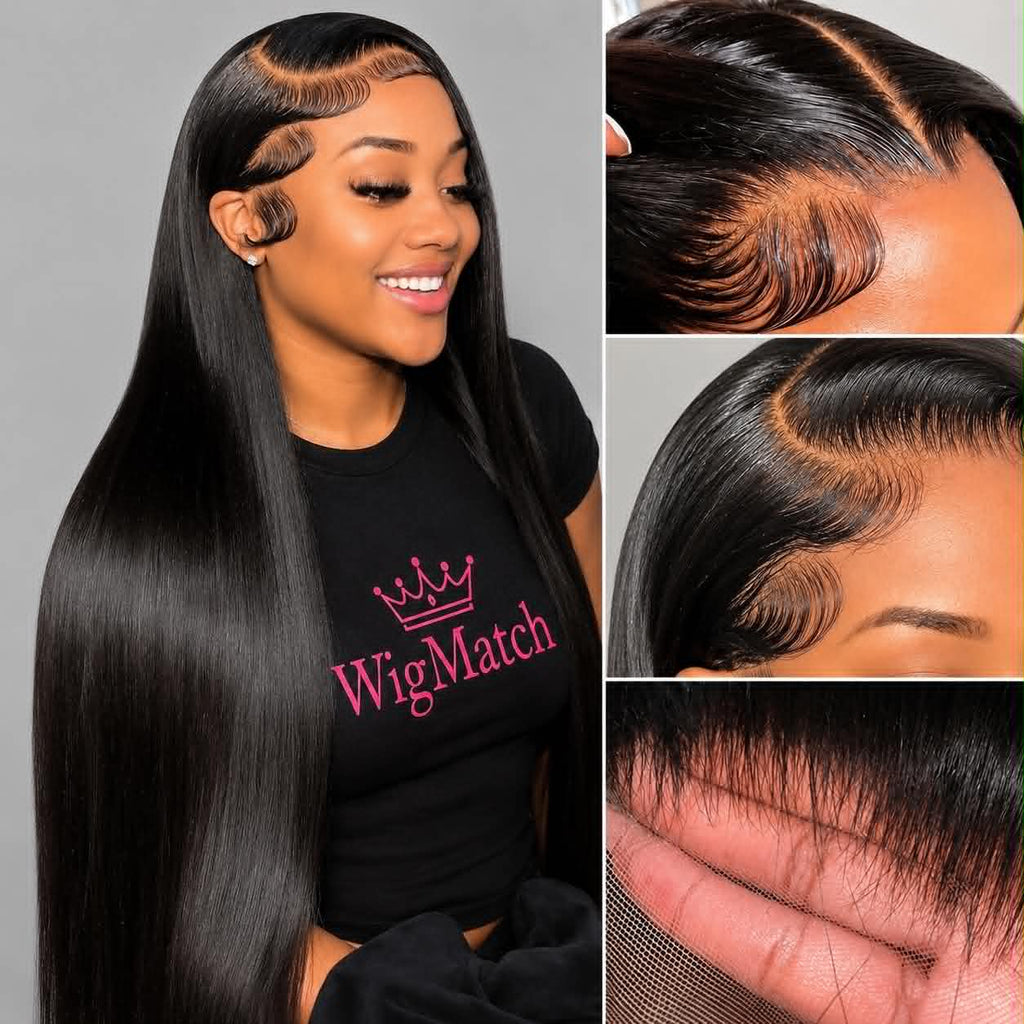 wigmatch, Brazilian HD lace frontal wig with natural hairline, baby hair, and seamless lace blending, Eu shipping