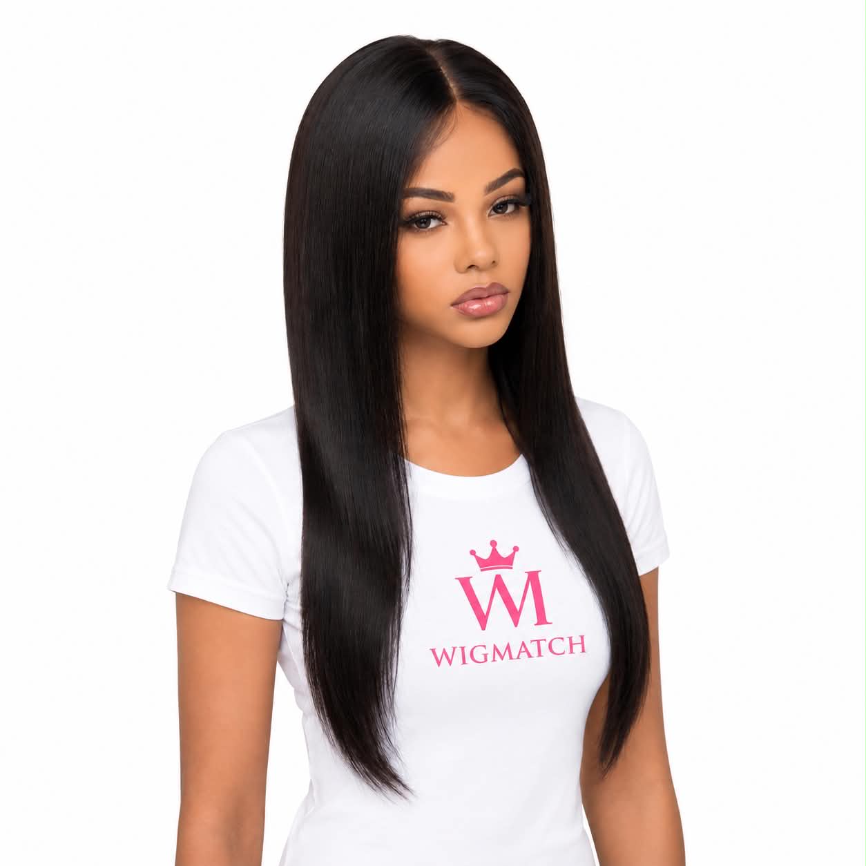 Woman featuring a premium lace front human hair wig showcasing realistic hairline and everyday wear style by WigMatch Europe