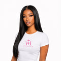 Woman featuring a straight human hair lace front wig showcasing natural hairline and silky texture by WigMatch with free EU shipping